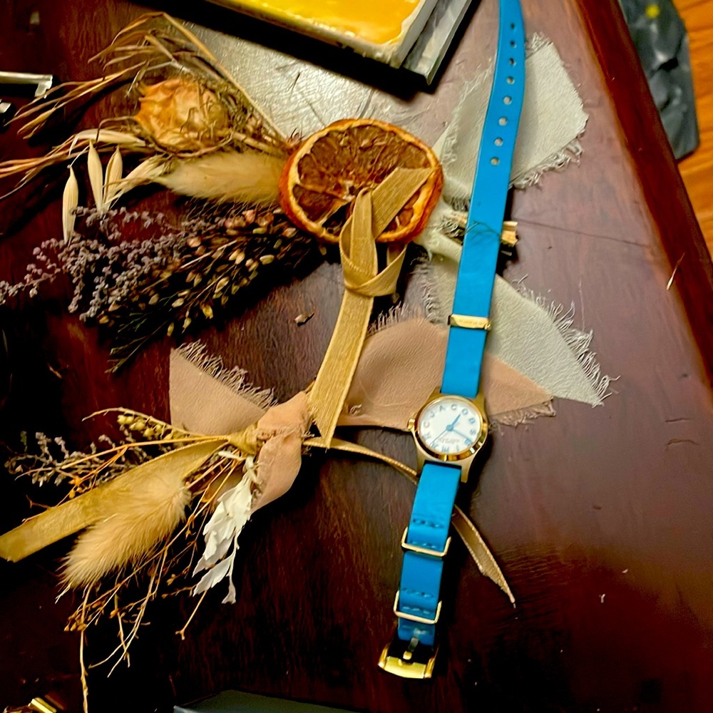 Marc Jacobs women’s blue leather watch